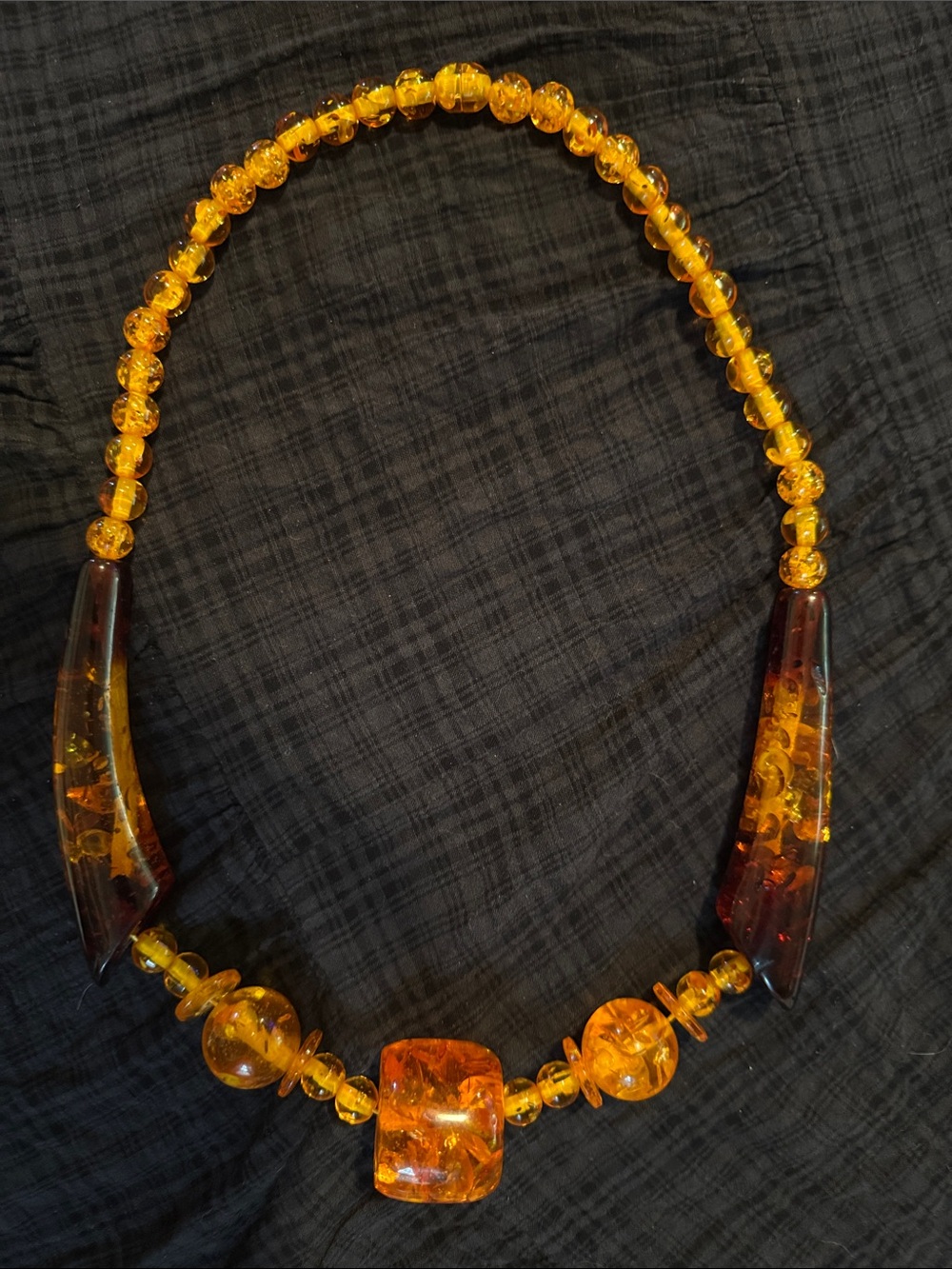 Huge Vintage Amber Bead Statement Necklace